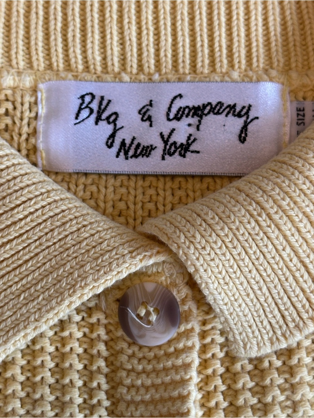 BKg & Company New York | Yellow Waffle Knit Collared Button Down Sweater, OS - Picture 4 of 9